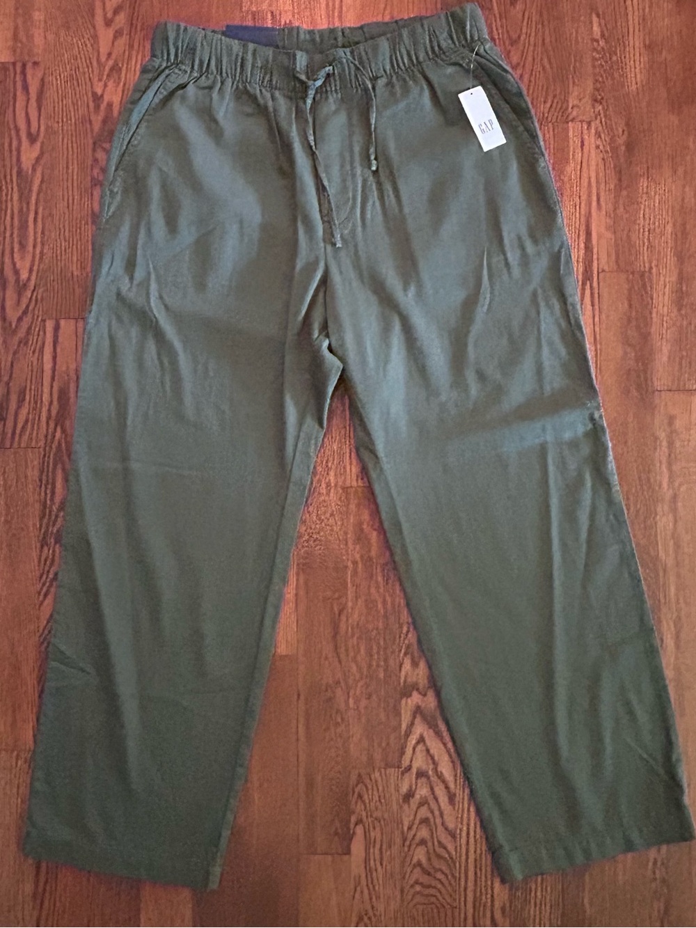 NWT Women’s GAP Olive Green Drawstring Twill Easy Pants Ankle Length